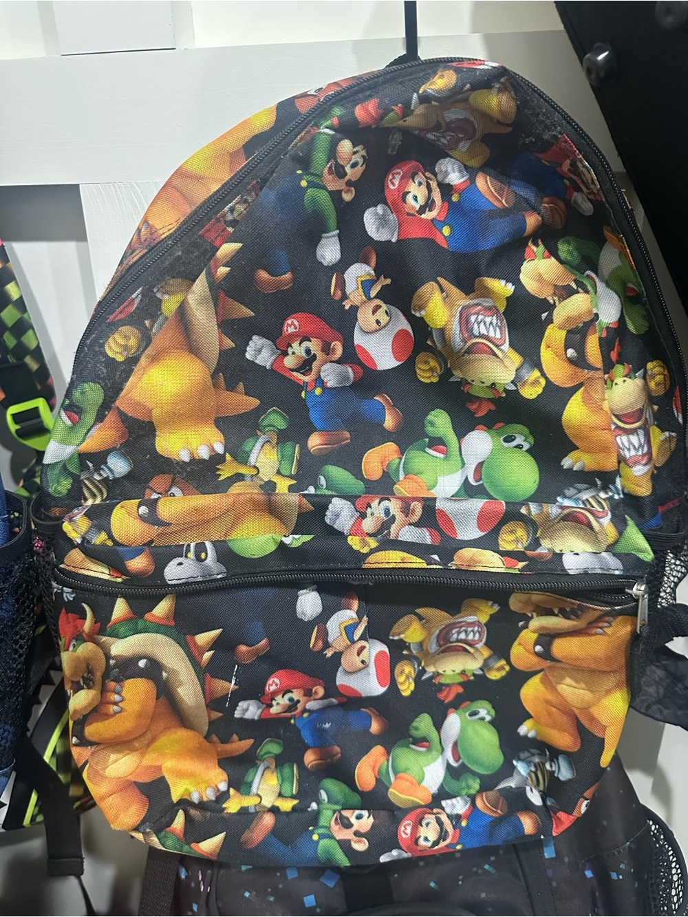 Mario Super Mario Characters Black Printed Backpack - Unbranded